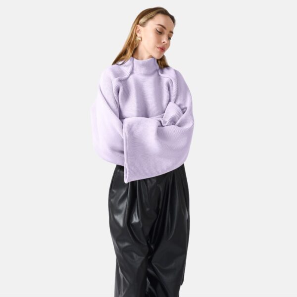 Cropped Lilac Rib Knit Jumper Way07 - Image 3