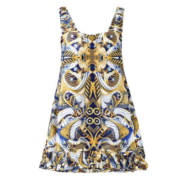 Blue Gold Pure Silk Slip Mini Dress  Way03