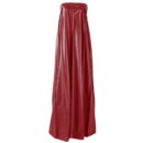 Red Strapless Pleated Vegan Leather Maxi Dress  Way01